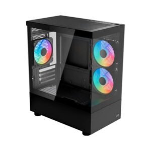 Case Gaming Aerocool Viewport Mini-G-Bk-V1 Media Torre Panel De Vidrio Templado En El Lateral Y El Frente 3 Ventilador Rgb Negro Accm-Es09033.11