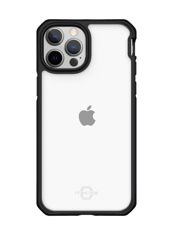 Estuche para iPhone  Itskins Case For Apple Iphone 13 Pro Max/12 Pro Max Hybrid // Solid, Plain Black And Transparent.