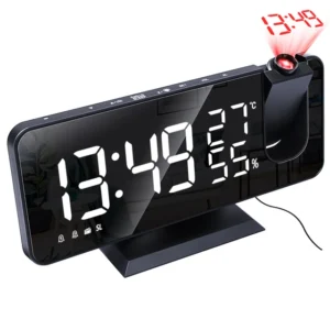 Despertadores De Proyección Digital Con Radio Fm, Relojes De Mesa Led, Despertador, Temperatura, Humedad Con Proyección De 180 °, Despertador Digital