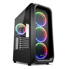 Case Sharkoon Tk5M Rgb Media Torre Atx Panel Lateral De Vidrio Templado 4 Ventiladores Rgb Led Negro 4044951036479