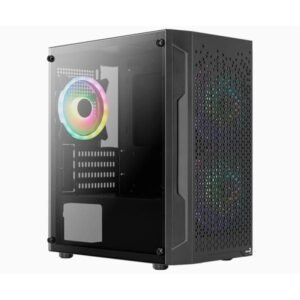 Case Gaming Aerocool Trinity Mini-G-Bk-V3 Mini Torre Atx Panel Lateral De Vidrio Templado 2 Ventiladores Rgb 140Mm 1 Ventilador Rgb 120Mm Negro Accs-Pv32133.11