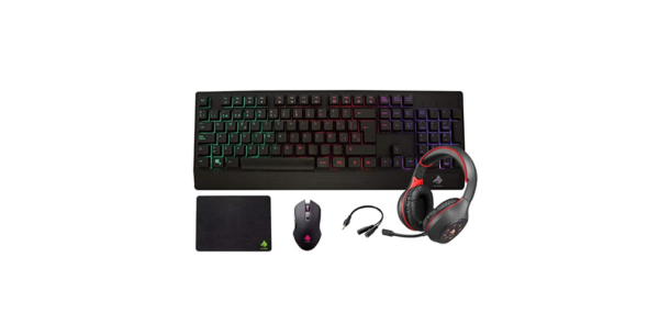 Kit Gaming  Eagle Warrior Rhino 4 In 1  Teclado Rainbow Color Letter Backlight+ Mouse + Mouse Pad+ Headset + (Kmb302+ Mom636+ Fxx24182+ Fhs3007)