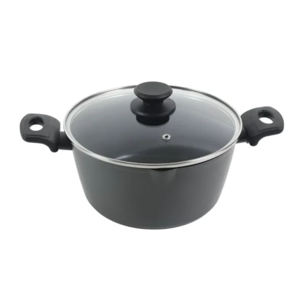 Olla Oster Dixon De 5.5 Qt Gris Mate, Con Tapa De Vidrio Y Mago De Baquelita. 