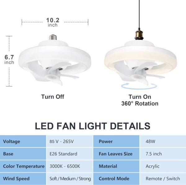 Lampara Led con abanico y control  - Image 4